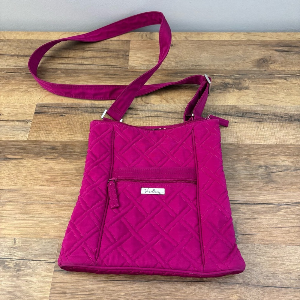 Vera Bradley Fuchsia Pink Microfiber Hipster Cross Body Purse